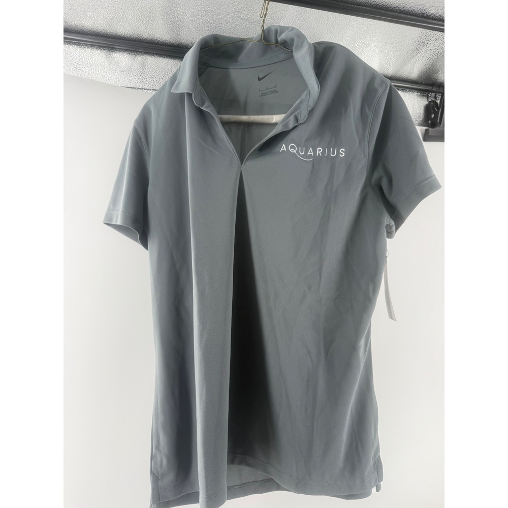 Nike Womens Gray Aquarius V-Neck Short Sleeve Polo Shirt Size Large NEW